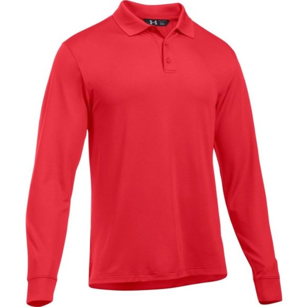 Under Armour Men's UA Tac Performance Polo Long Sleeve Polyester --- RED